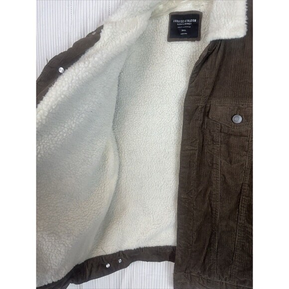 Brown Corduroy With White Sherpa Lined Long Sleeve Jacket Men’s Size Small - Picture 4 of 8